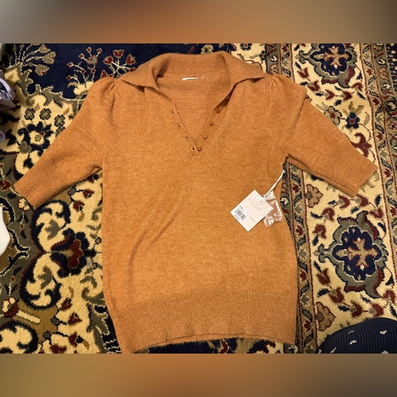LC Lauren Conrad Tops - LC Lauren Conrad Rust Knit Polo Sweater
